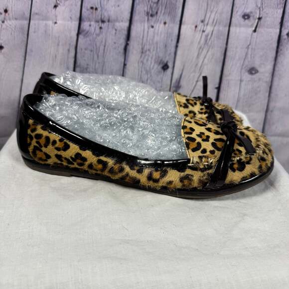 VOLOTILE Animal Print Flats Slip-On Leather Brown Tan Size 8 - Picture 2 of 8